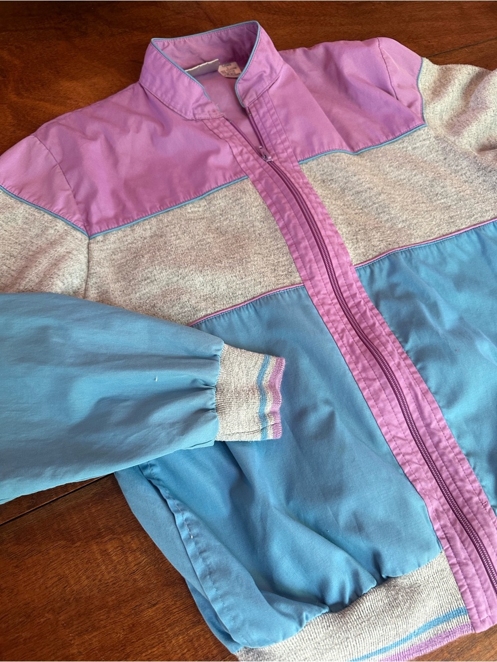Vintage 80s Pastel Colorblock Windbreaker Jacket Women’s Large Retro Bomber